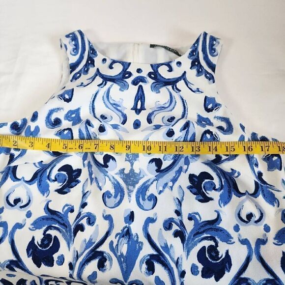 Lauren Ralph Lauren Sleeveless Floral Print Blue/white Sheath Dress Size 8 G13 - Picture 8 of 12